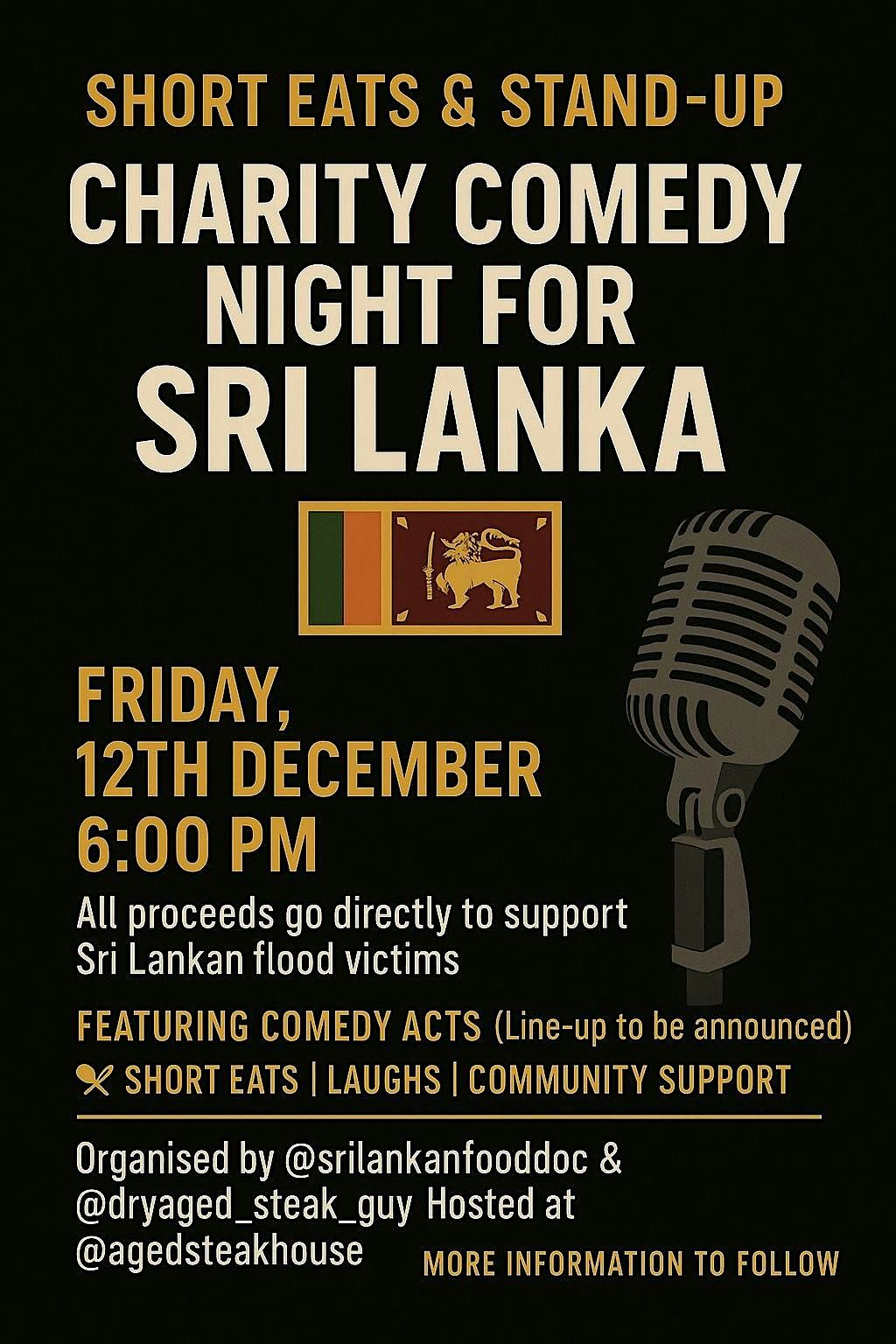 Short Eats and Stand Up: Charity Comedy Event for Sri Lanka