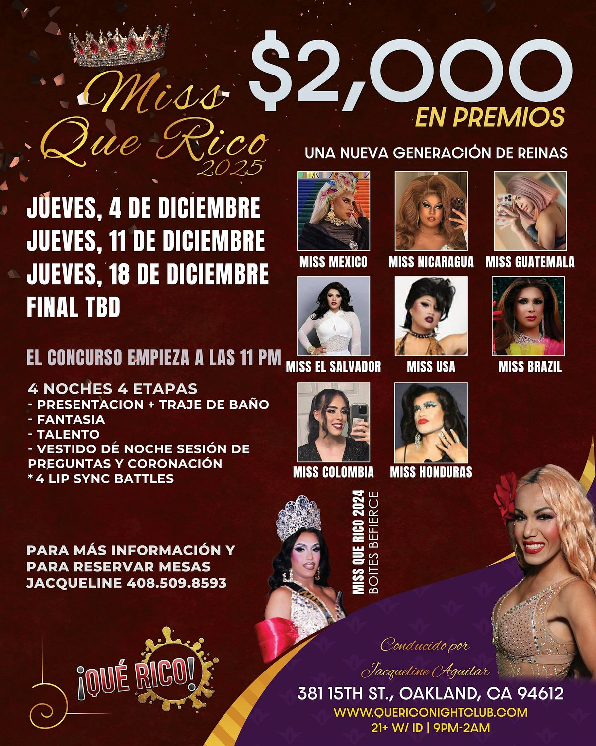 Quee Rico Miss Que Rico 2025 Week 3 at Que Rico Nightclub and Restaurant, Oakland ...