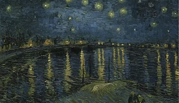 Noche Estrellada sobre el Rodano - Pintura con Vincent V.Gogh