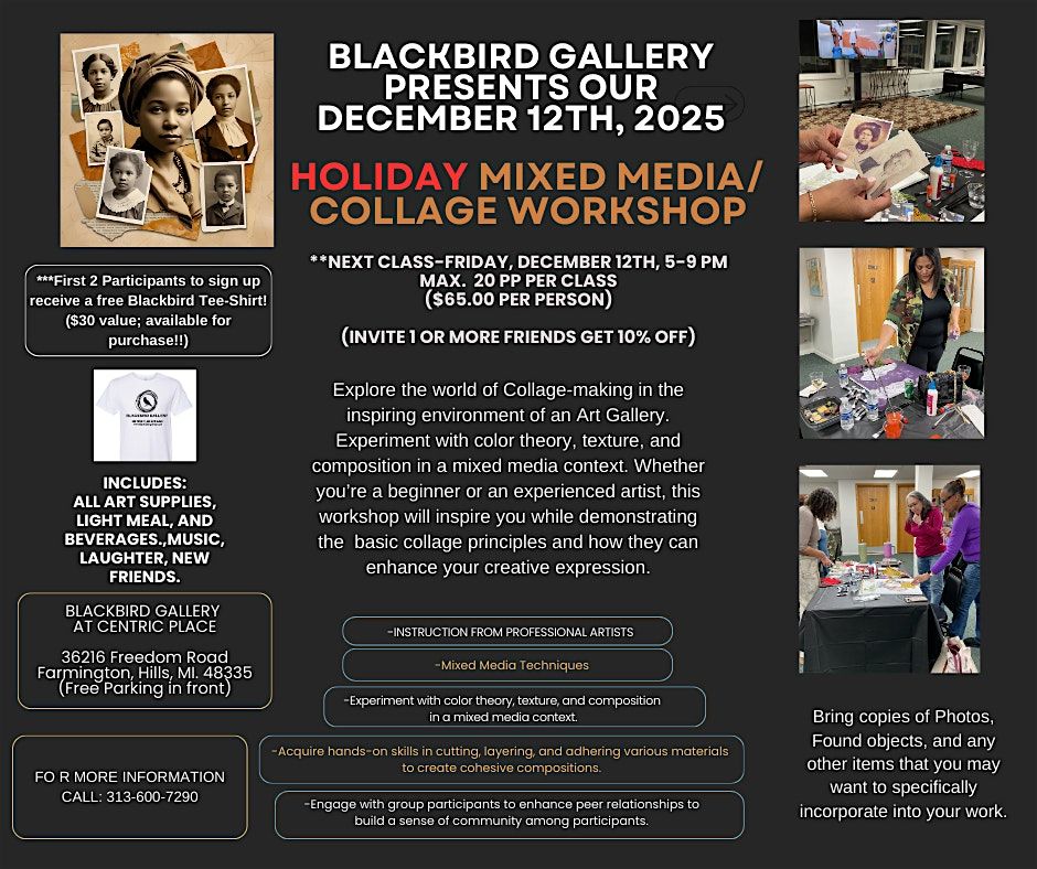 Blackbird Gallery Holiday Mixed Media Workshop and Holiday Sale