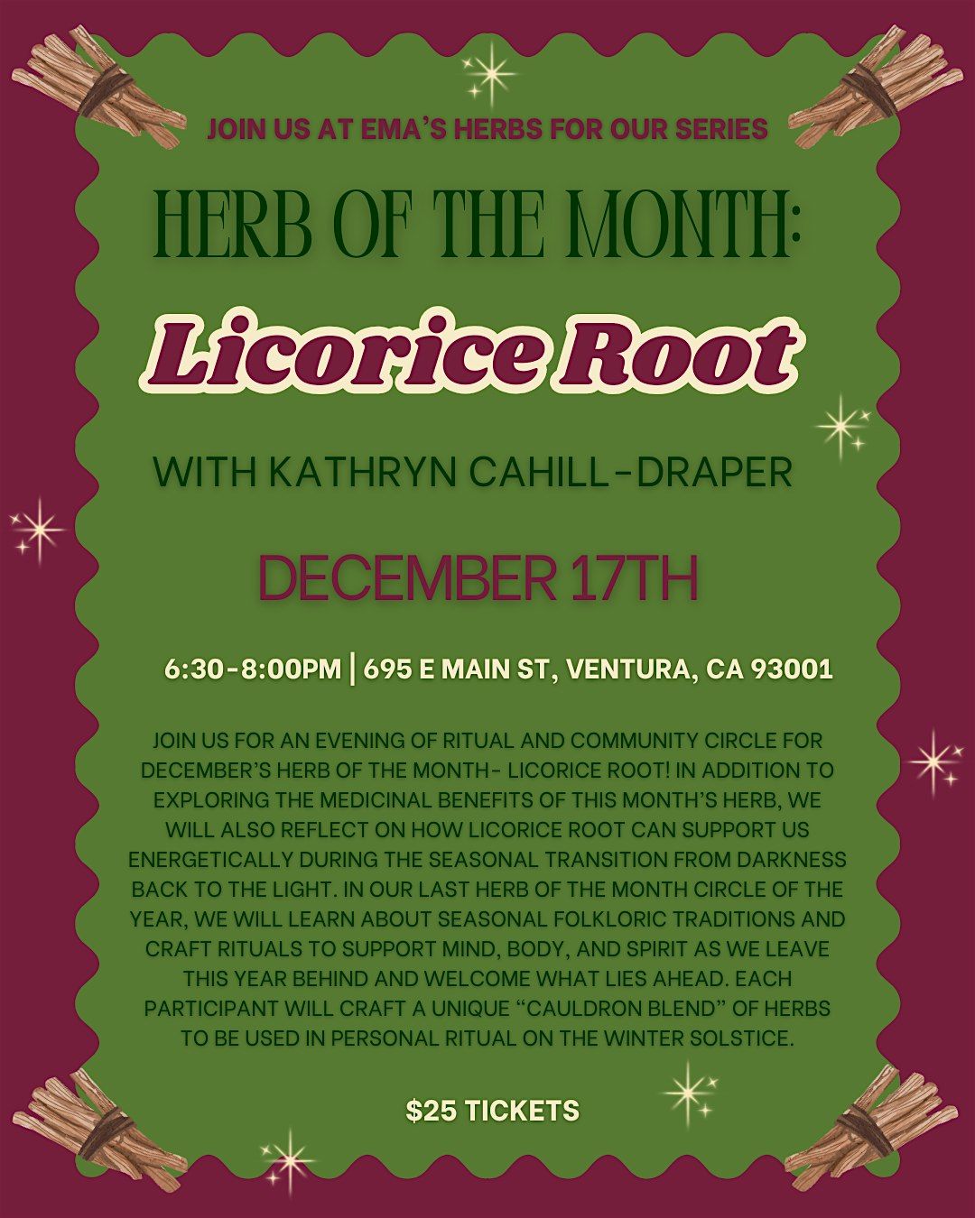 December Herb of the Month: Licorice Root with Kathryn Cahill-Draper