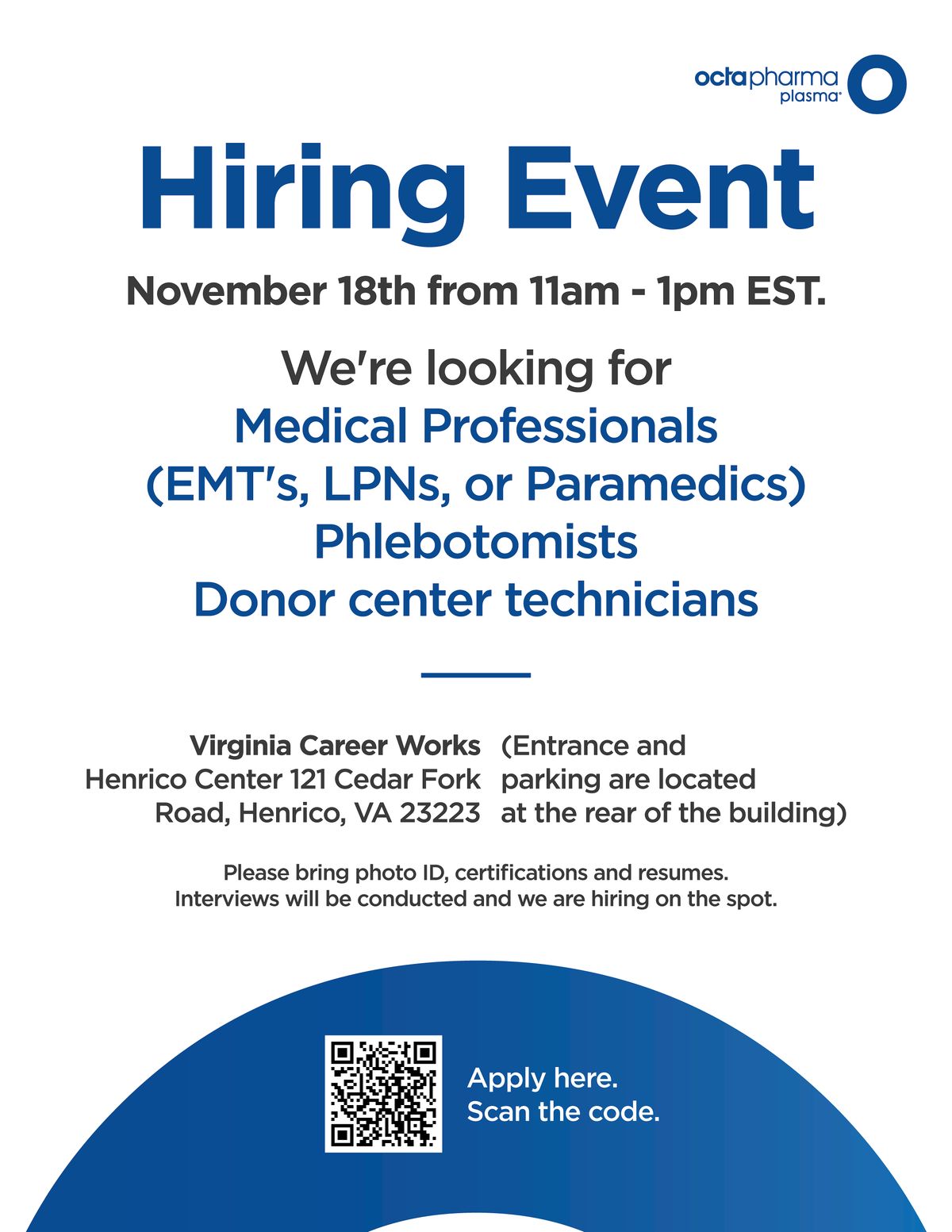 Octapharma Plasma Hiring Event