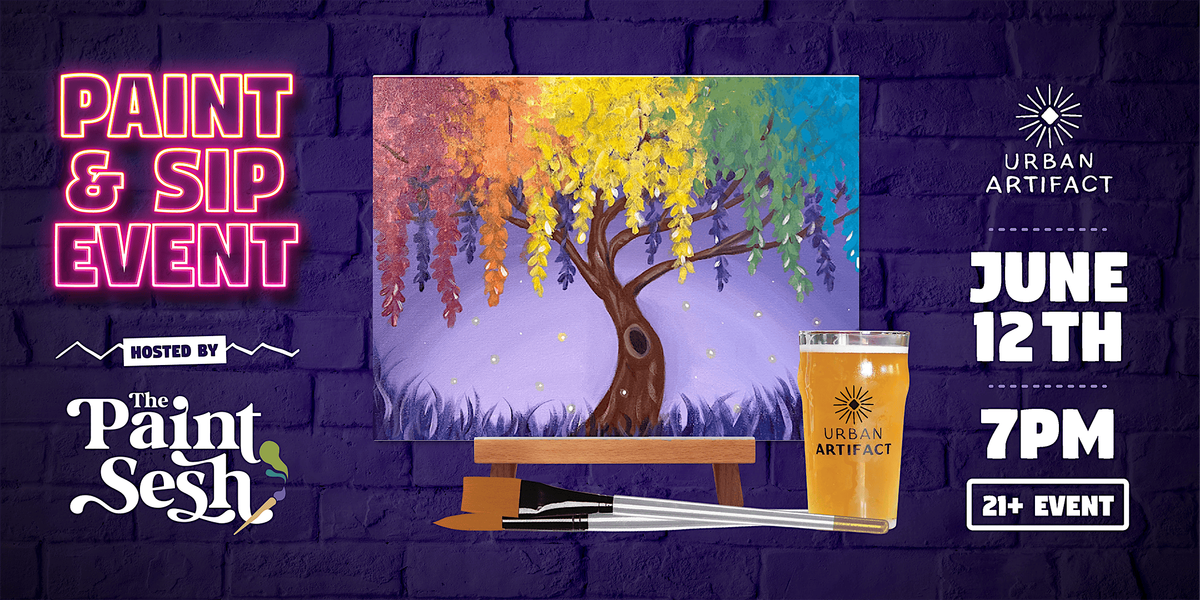 Paint & Sip Painting Event in Cincinnati, OH \u2013 \u201cRainbow Tree\u201d at UA