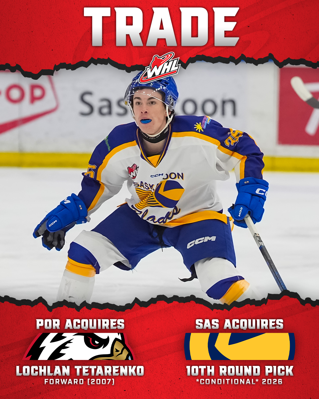 Saskatoon Blades at Portland Winterhawks at Veterans Memorial Coliseum - Portland
