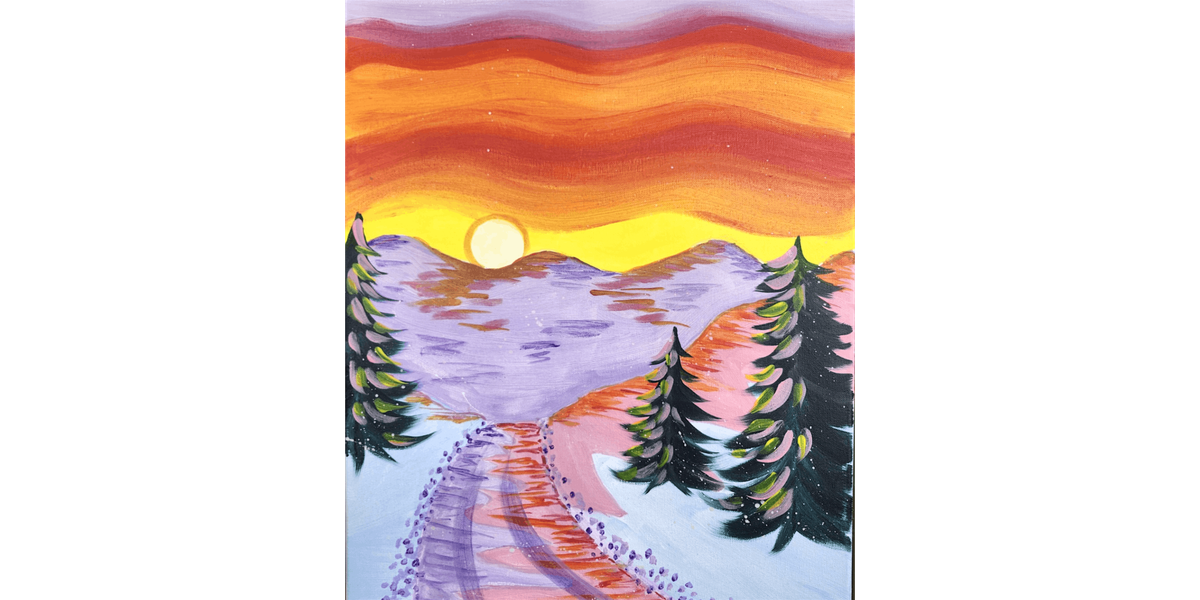 Snowy Mountain Pass Sunset - Paint and Sip in Phoenix | Classpop!\u2122
