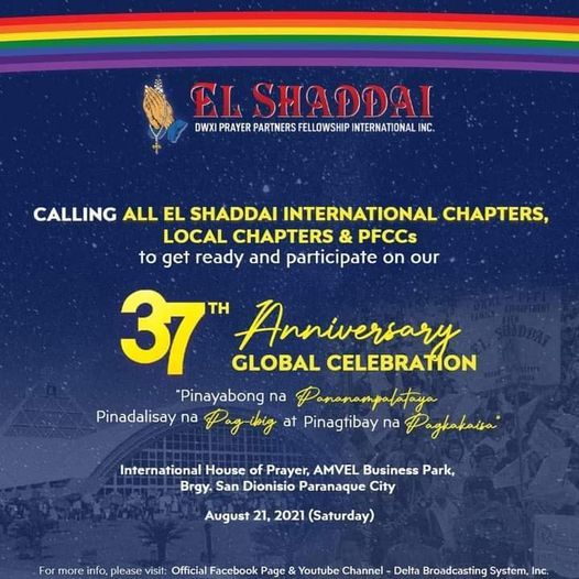 El Shaddai DWXI Prayer Partners Fellowship International, Inc. 37th Year Anniversary Global Celebration