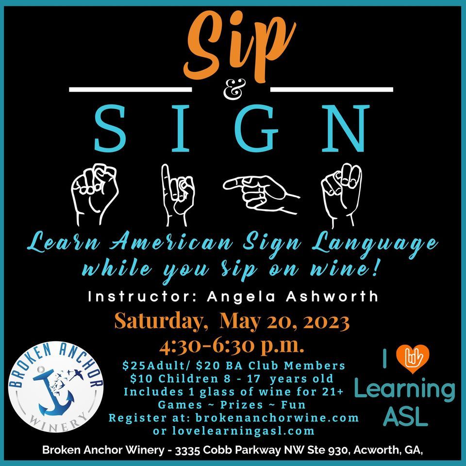 Sip & Sign at Broken Anchor Winery, Acworth on 20th May, 2023