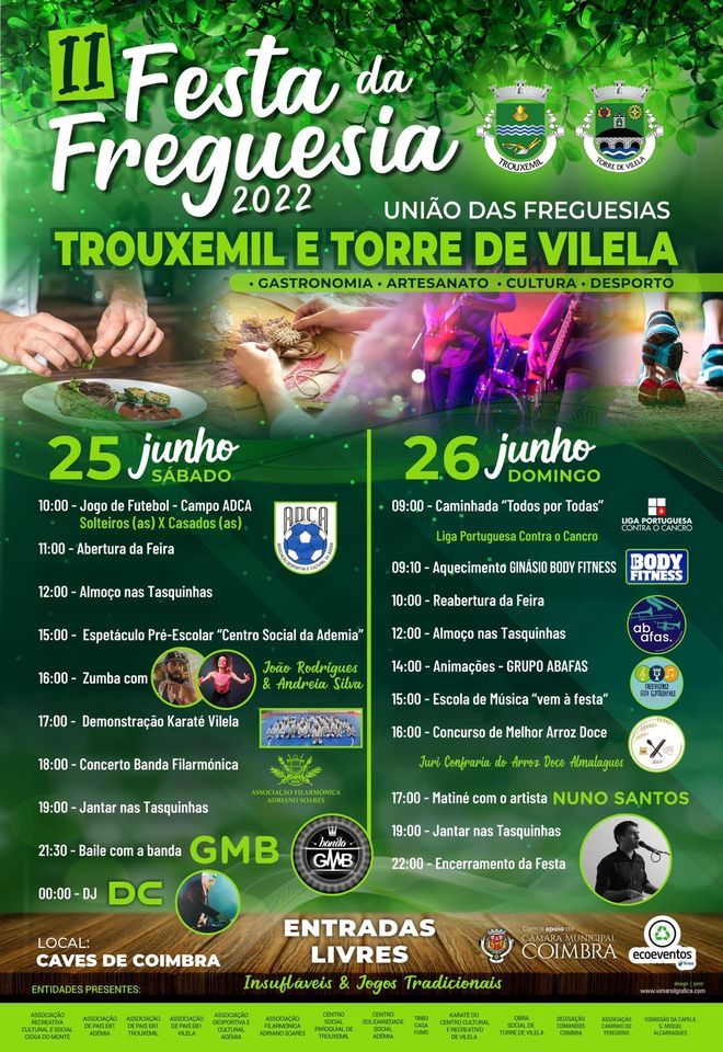 2ª Festa da Freguesia 2022 | Caves de Coimbra, Trouxemil | June 25 to ...