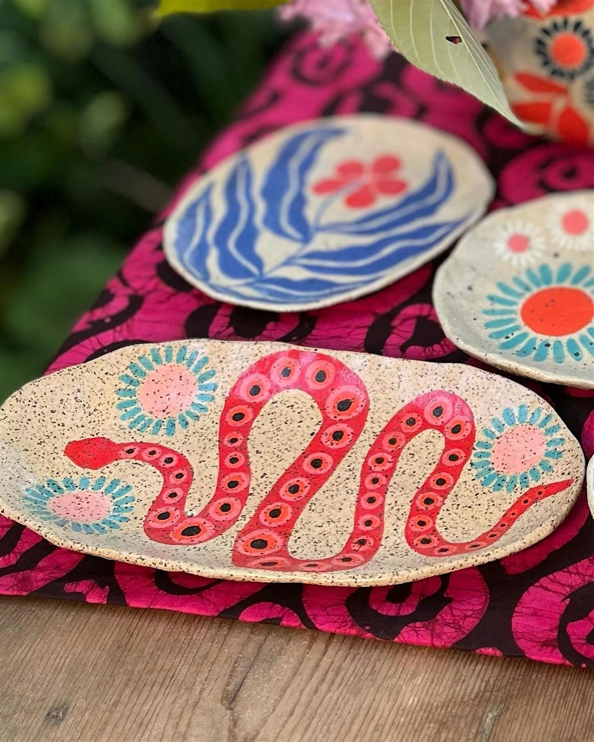 Clay Handbuilt Plates: Nature Motifs