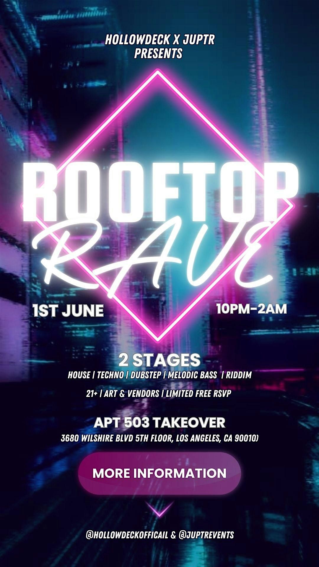 ROOFTOP RAVE: APT 503 TAKE OVER at Apt 503 Lounge, Los Angeles on 1st ...