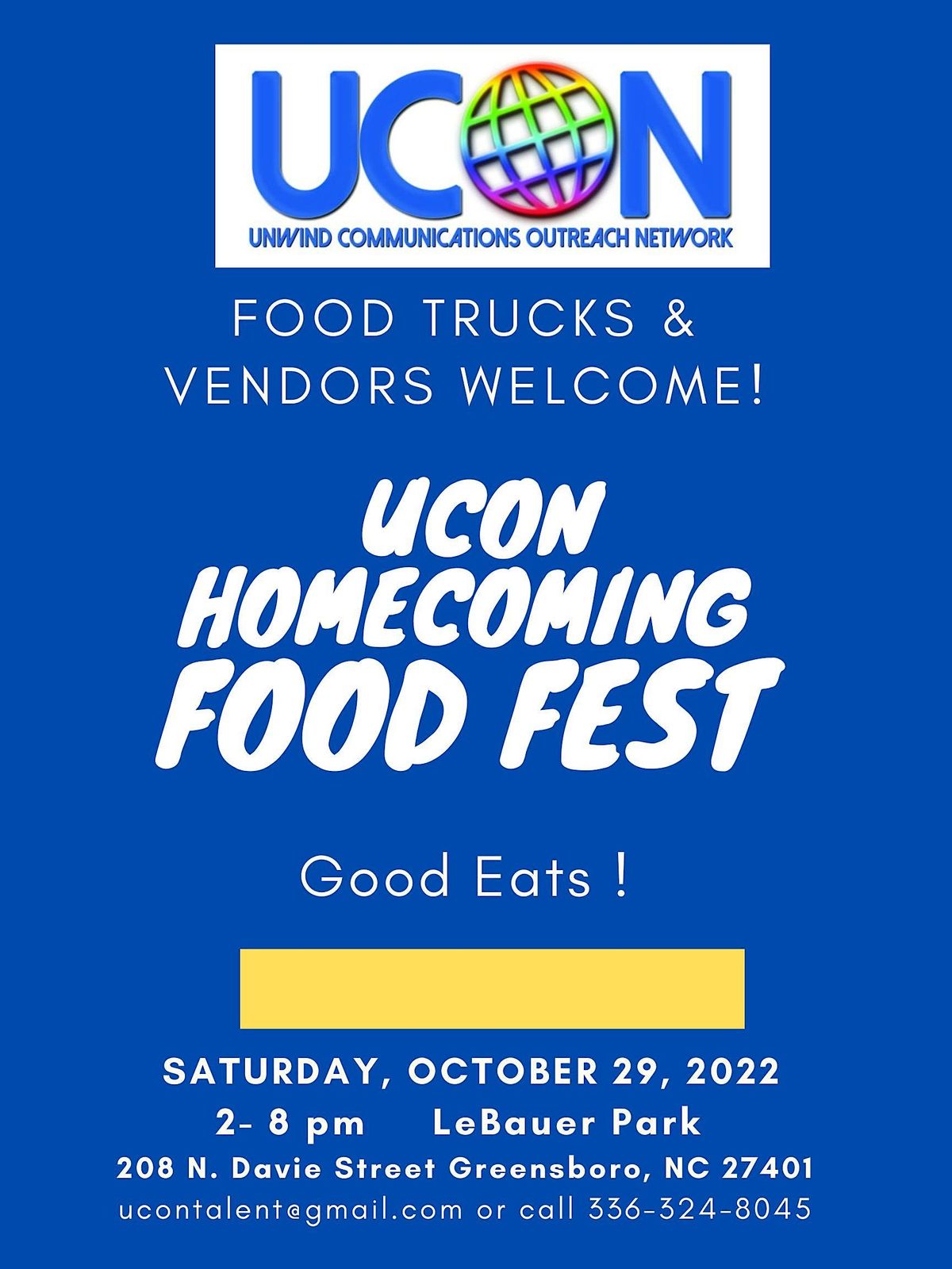 UCON HOMECOMING FOOD FEST 2022 LeBauer Park Greensboro Downtown ucon-homecoming-food-fest-2022-lebauer-park-greensboro-downtown