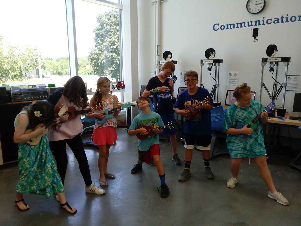 Summer Camp Fab Lab UKULELE BUILDING kids, laser cutting and