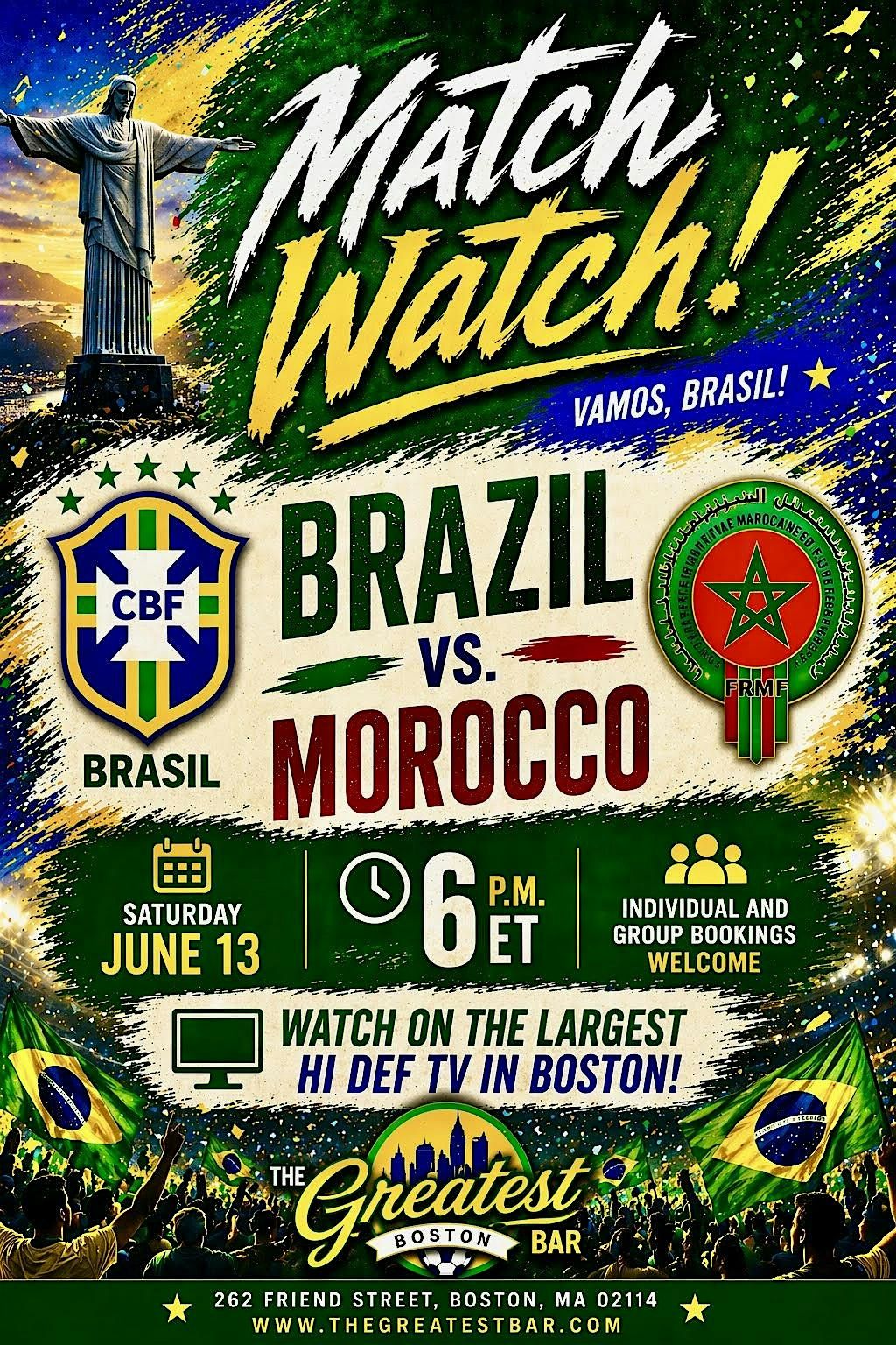Brazil vs Morocco Cup Watch Party at The Greatest Bar