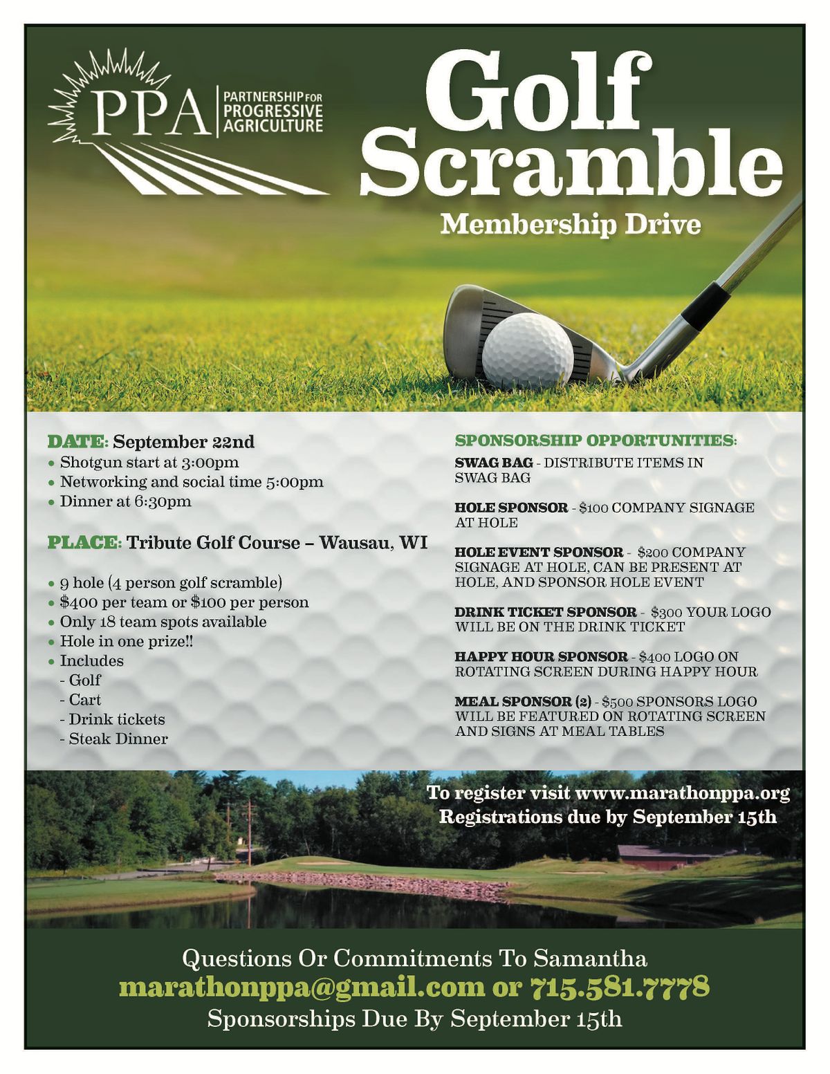 PPA Golf Scramble Membership Drive Bunkers Tribute Golf Course