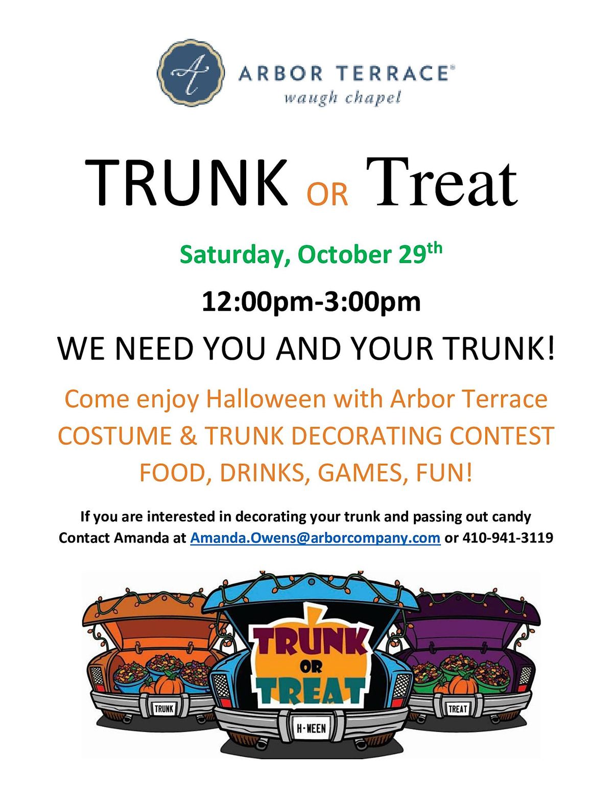 Trunks needed for TRUNK OR TREAT EVENT! | 2535 Evergreen Rd, Odenton ...