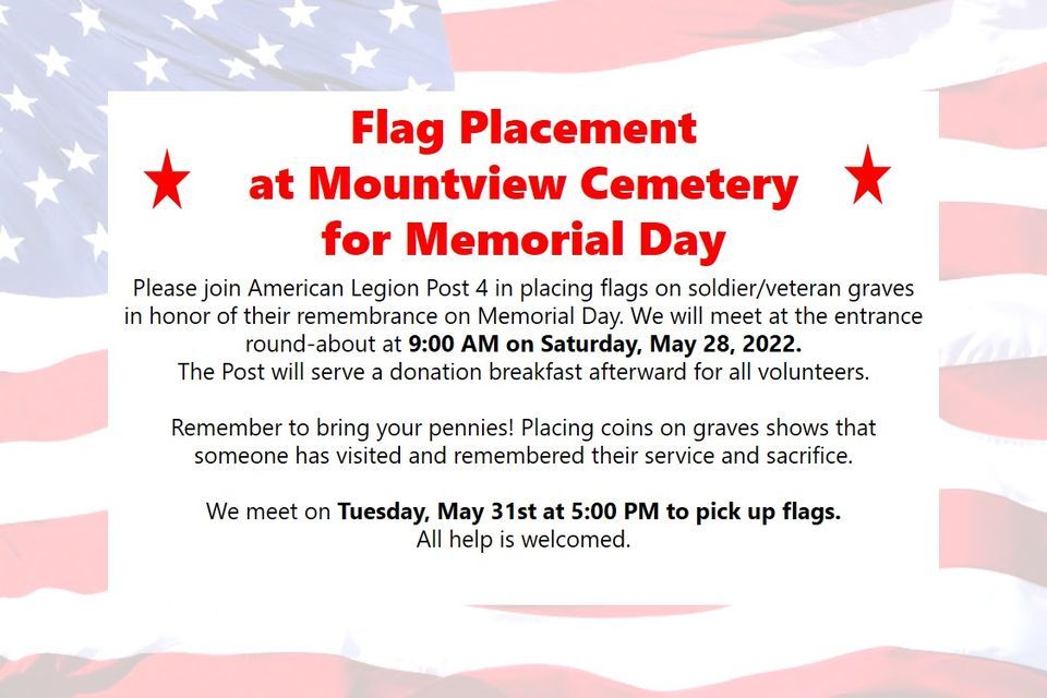 Memorial Day Flag Placement Mountview Cemetery Mountview Cemetery