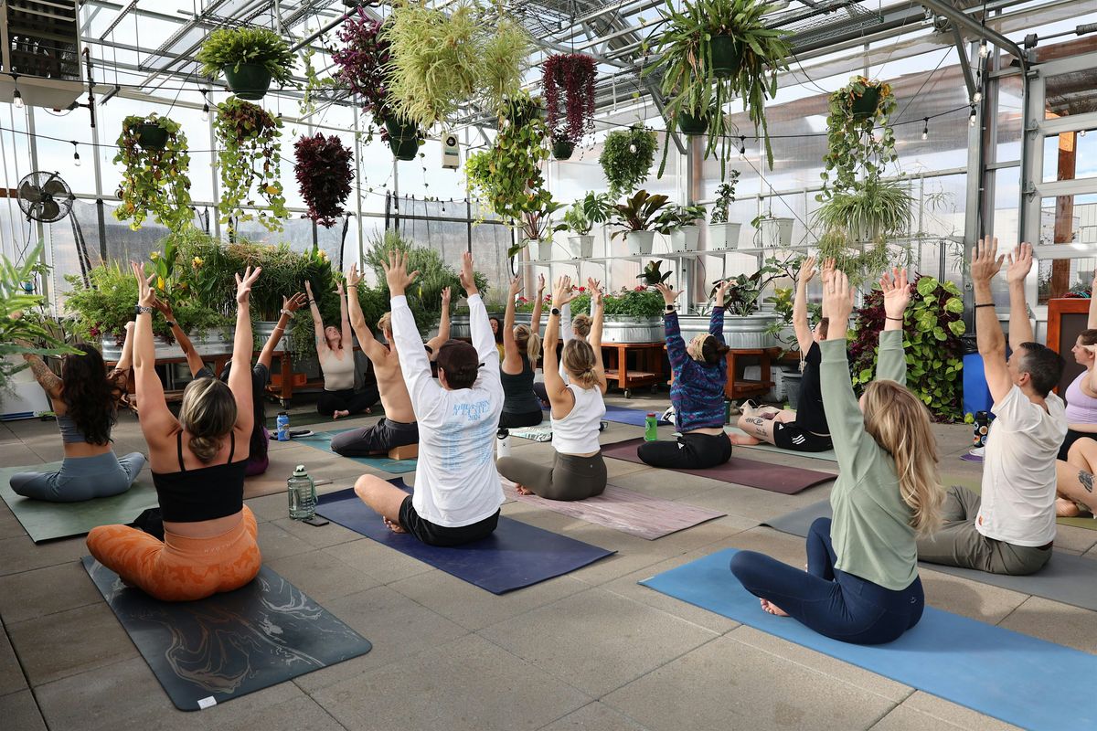 Grow + Gather Greenhouse Yoga Tuesdays with Friends