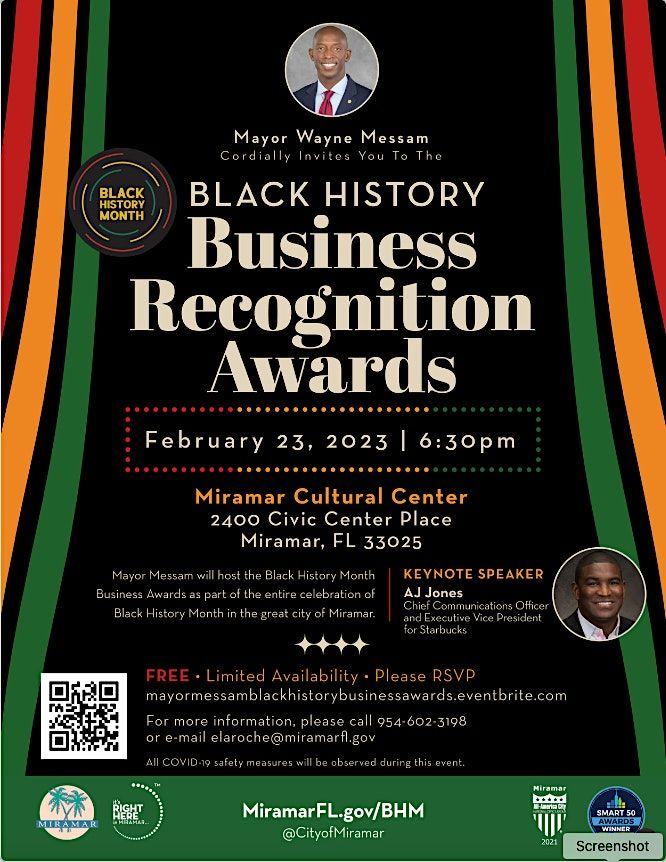 Black History Business Recognition Awards Miramar Cultural Center