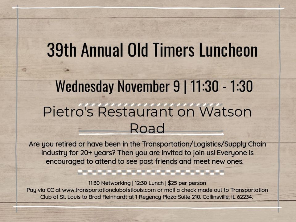 39th Annual Old Timers Luncheon
