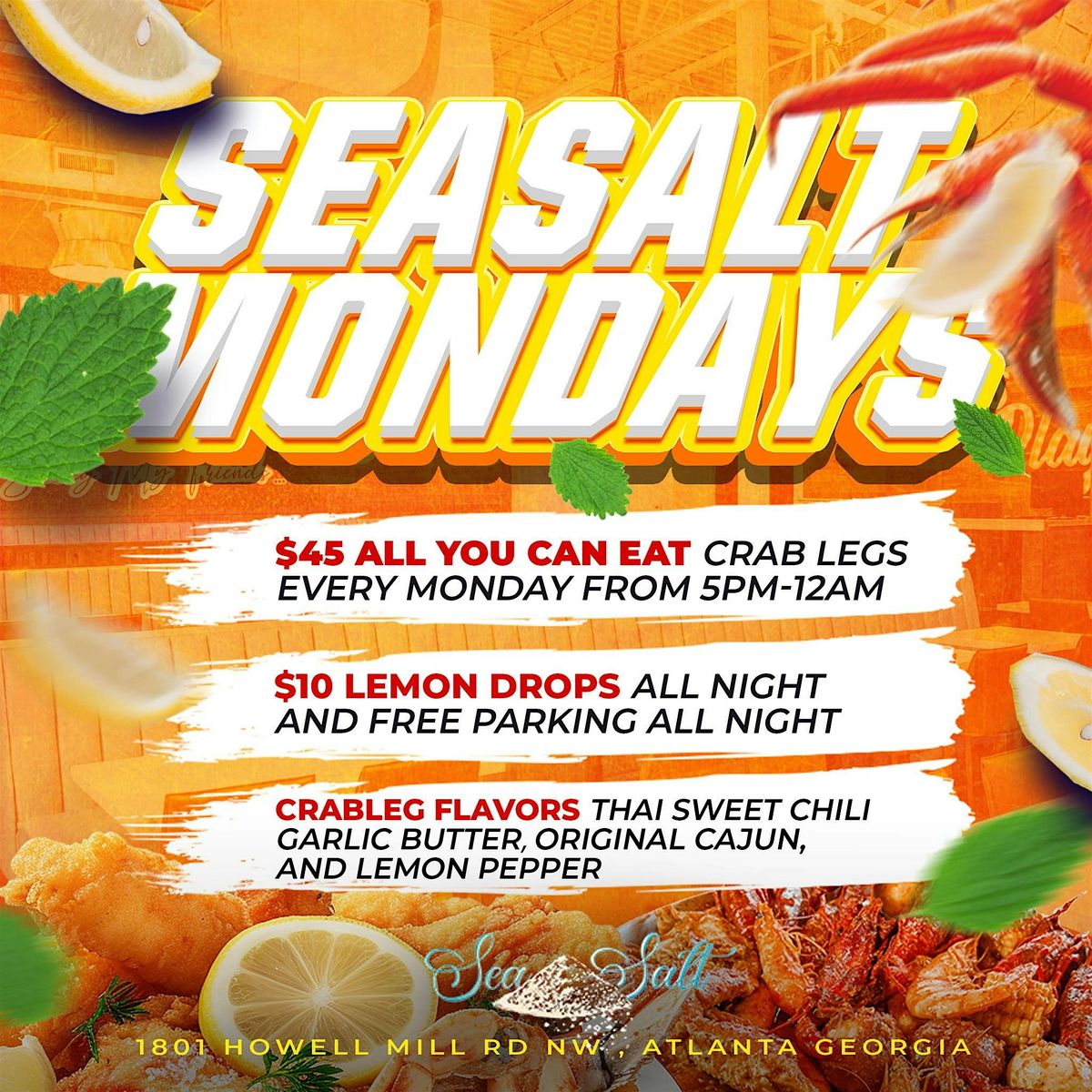 $7 R&B Monday's Happy Hour & $45 ALL YOU CAN EAT CRAB LEGS