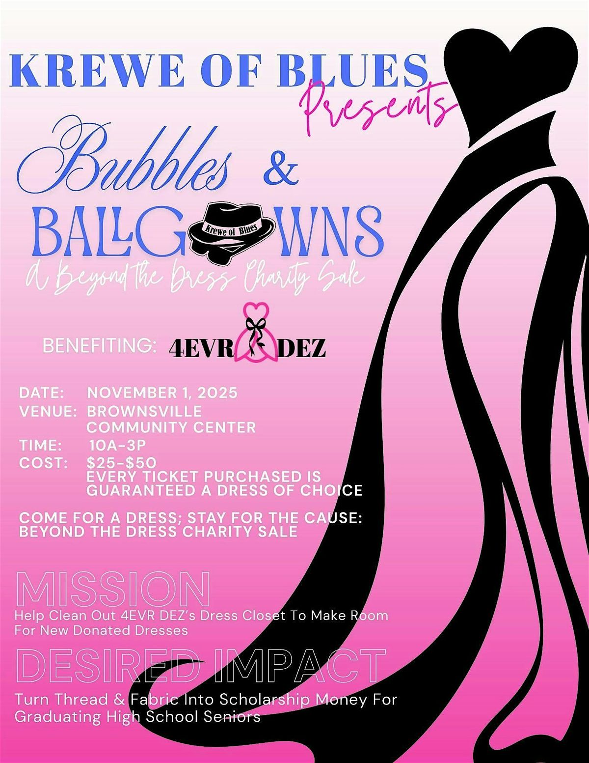 Krewe of Blues: Bubbles & Ballgowns, a Beyond the Dress Charity Sale