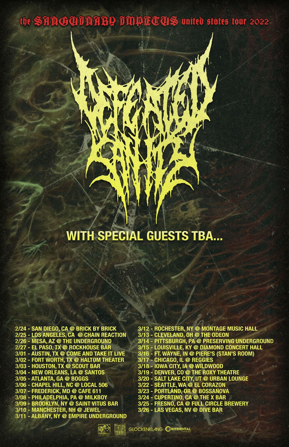 Defeated Sanity\/ Skeletal Remains\/Splattered @ Cafe 611