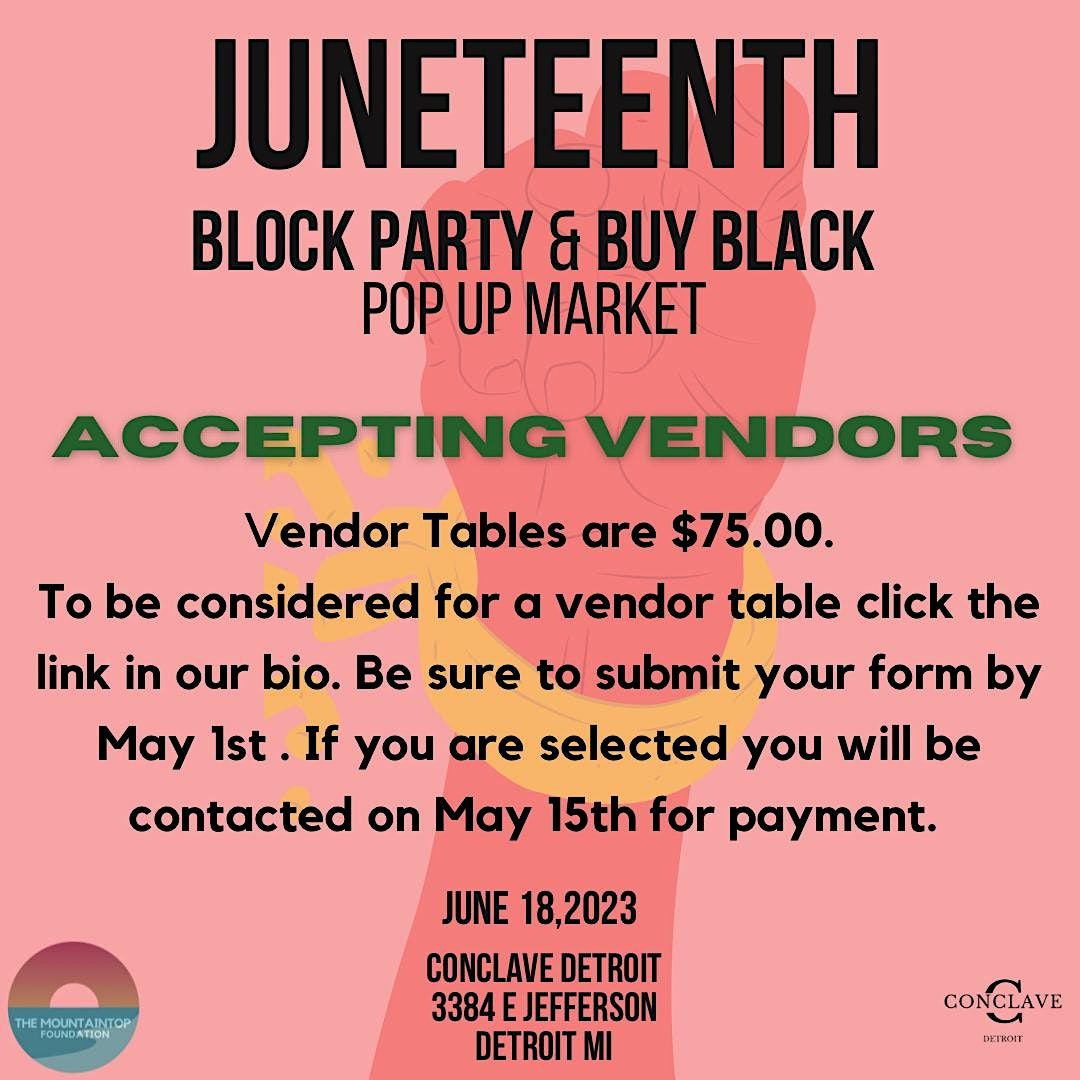 Accepting Vendors Buy Black Pop Up Market Conclave