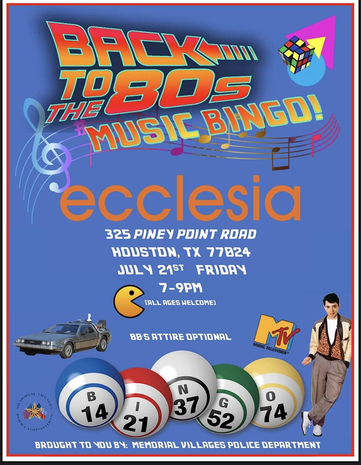 Back to the 80's Music Bingo