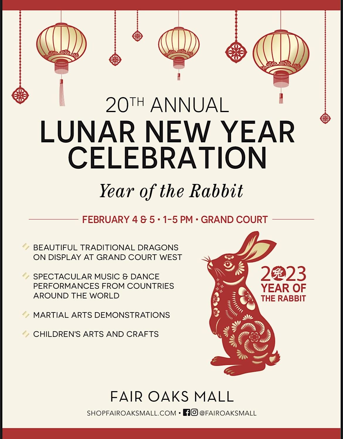 20th Annual Lunar New Year Celebration at Fair Oaks Mall Fair Oaks