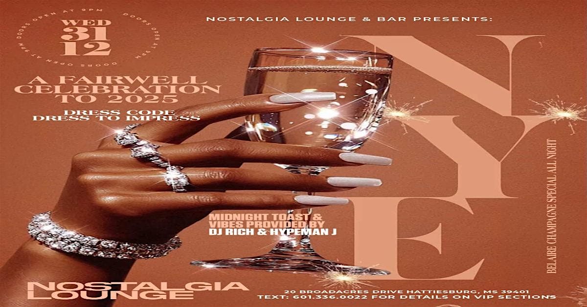 Nostalgia\u2019s NYE Celebration \u201cUpscale Affair 25+ Event\u201d