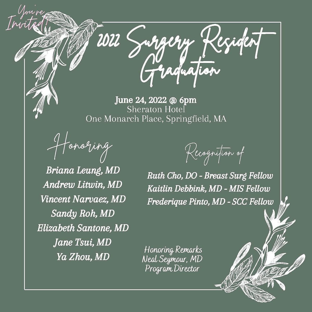 2022 General Surgery Residency Program Graduation at Sheraton ...