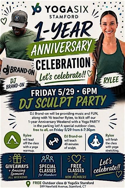 YogaSix Stamford 1-Year Anniversary DJ Sculpt Party!