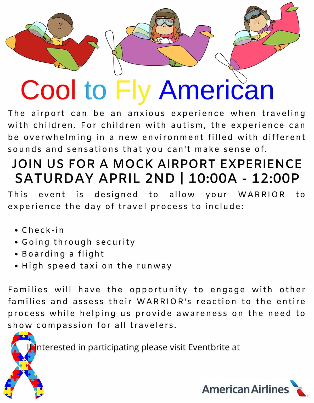 Cool to Fly American Mock Airport Experience Event in Charlotte