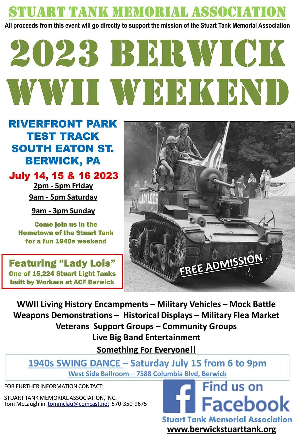 WWII Weekend Berwick PA 2023 Test Track Park, Berwick, PA July 14