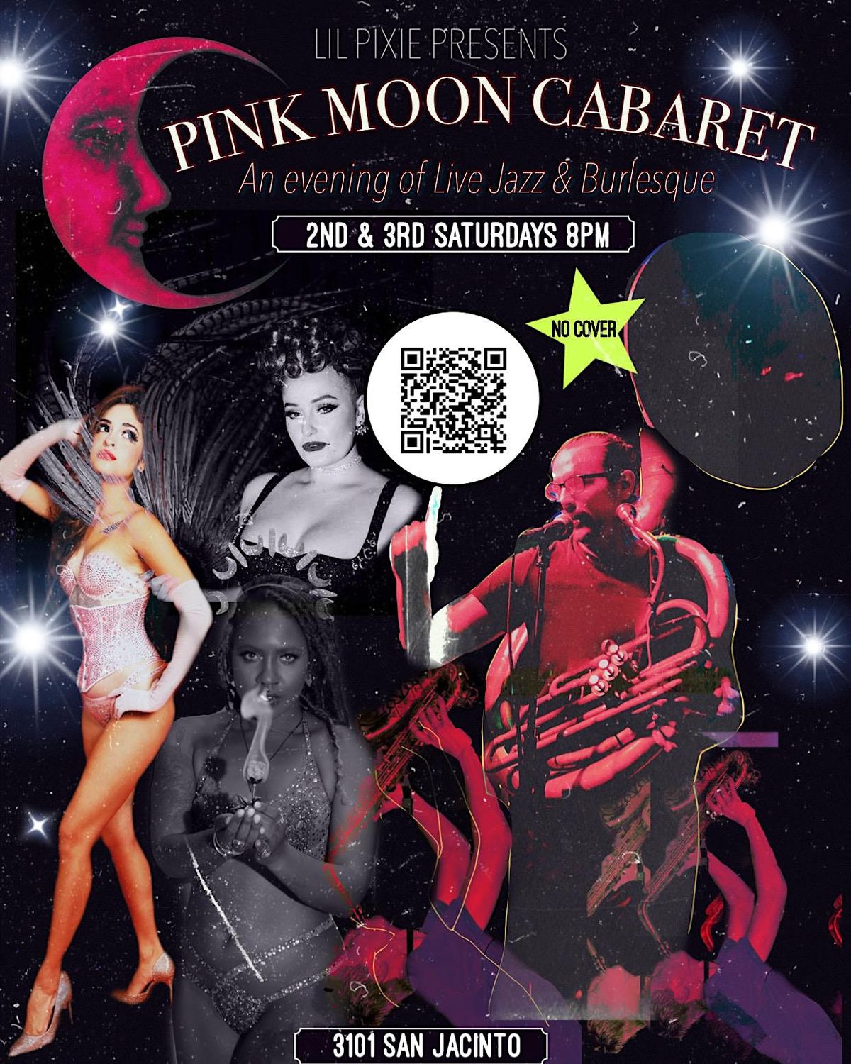 Pink Moon Cabaret Live Jazz & Burlesque Show Social Beer Garden HTX