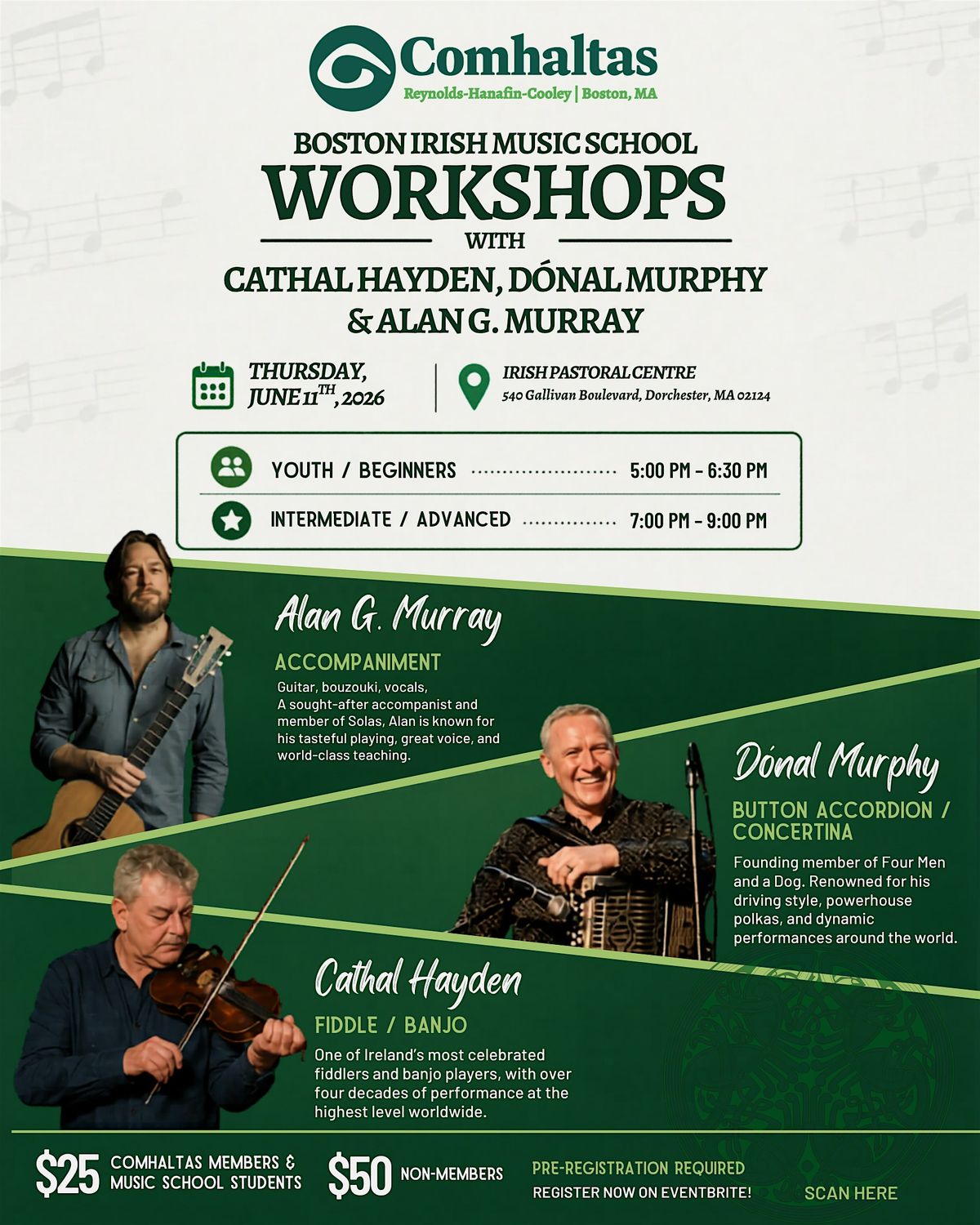 Boston Irish Music Workshops - Cathal Hayden, D\u00f3nal Murphy &  Alan Murray