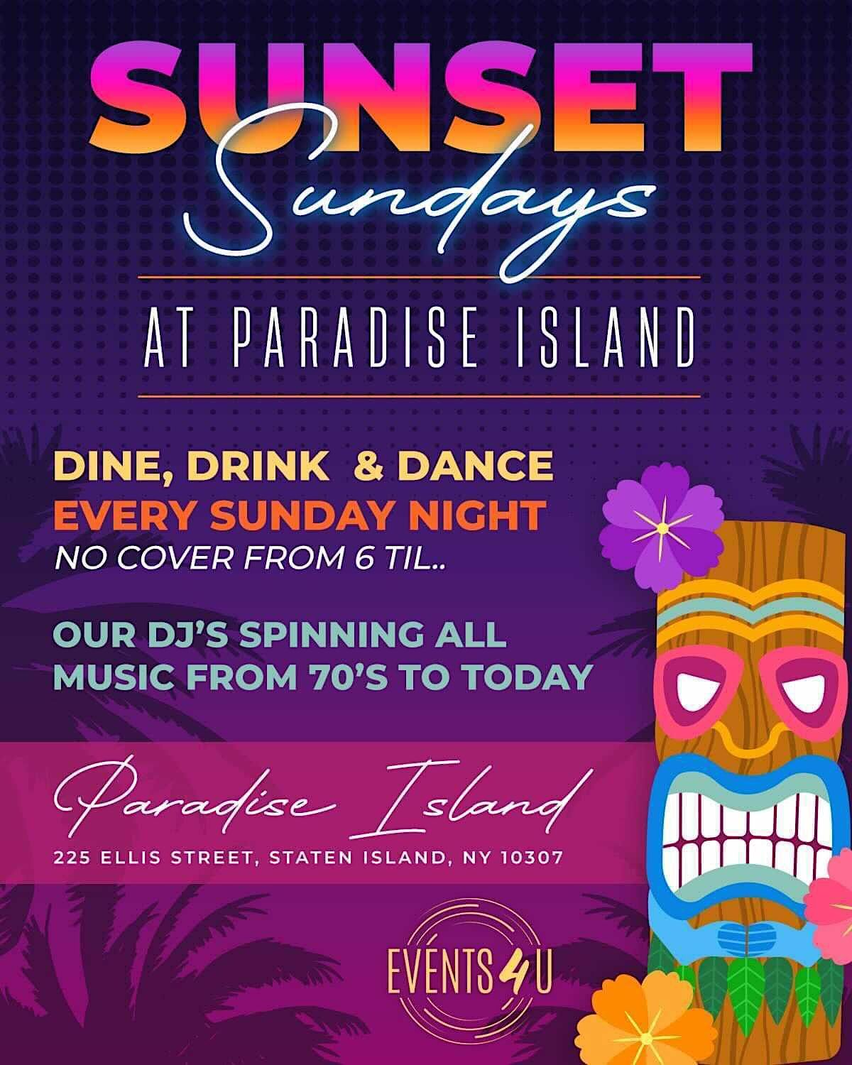 Sunset Sundays every week at Paradise Island tiki bar Paradise Island