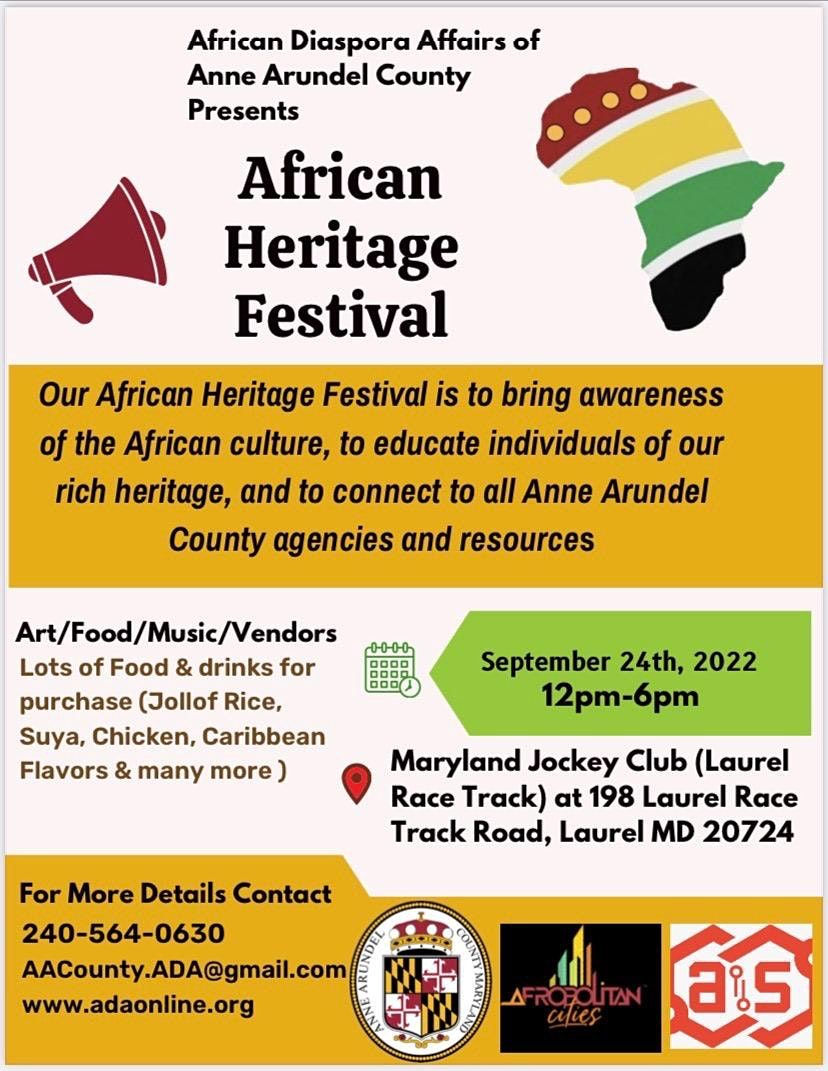 Anne Arundel County African Heritage Festival at Laurel Park on 24th ...