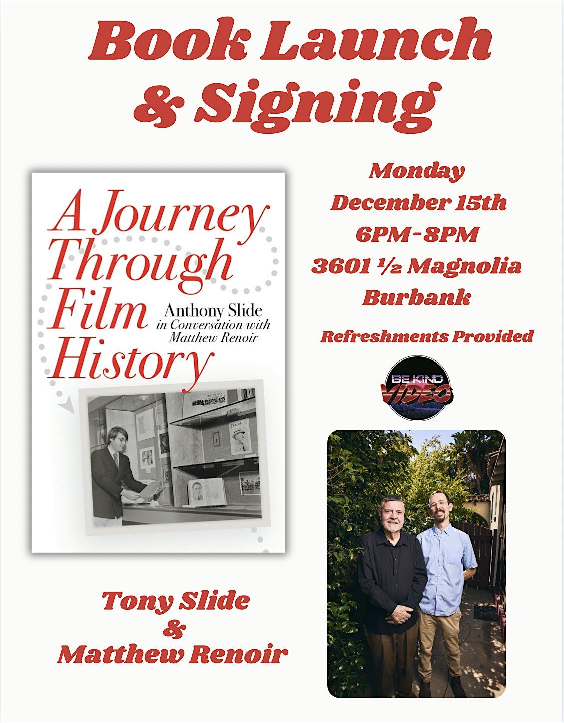 A Journey Through Film History BOOK SIGNING with Anthony Slide 12\/15 6PM