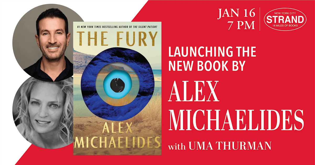 Alex Michaelides + Uma Thurman The Fury Strand Book Store, New York