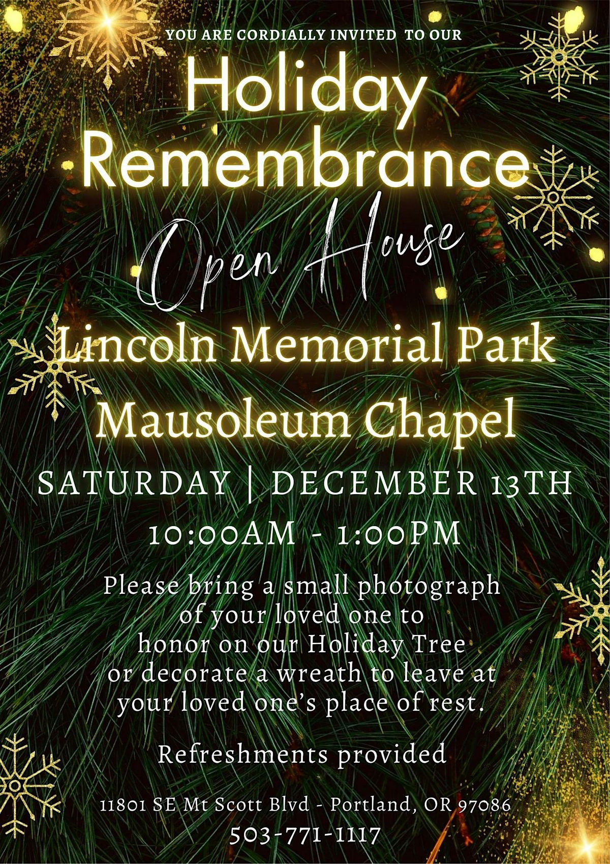 Holiday Remembrance Open House
