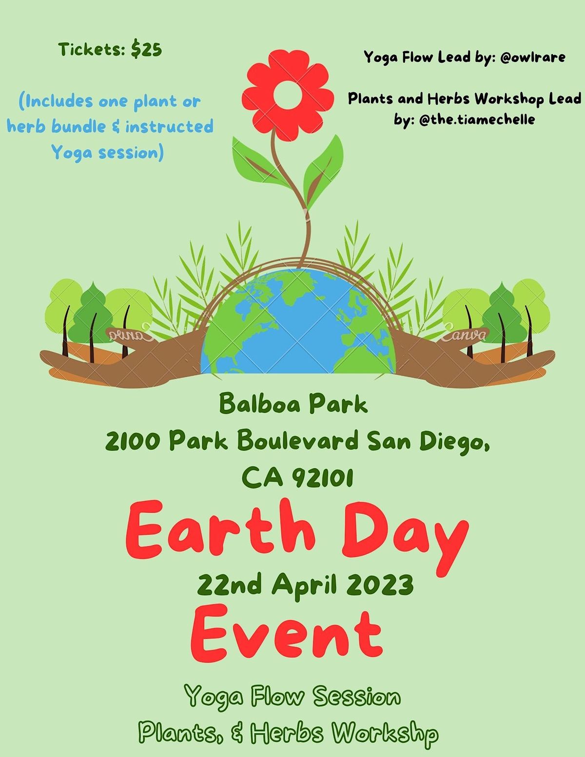 Earth Day Herbs And Yoga flow at Balboa FREE plants incl. Nearside