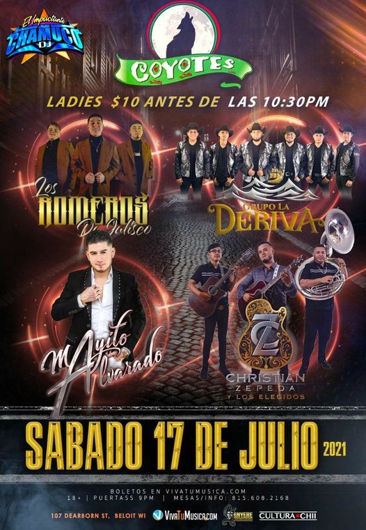 Los Romeros De Jalisco En Coyotes Night Club | Coyotes Night Club Página  Oficial, Beloit, WI | July 17 to July 18