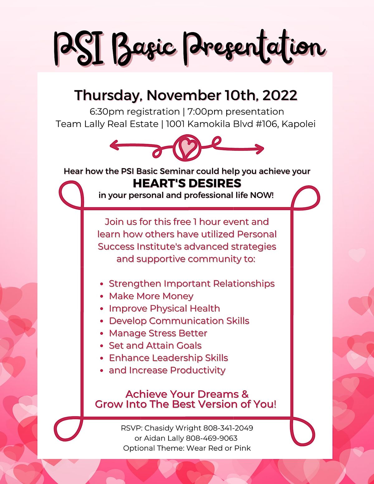 PSI Basic Presentation Team Lally Real Estate, Kapolei, HI November