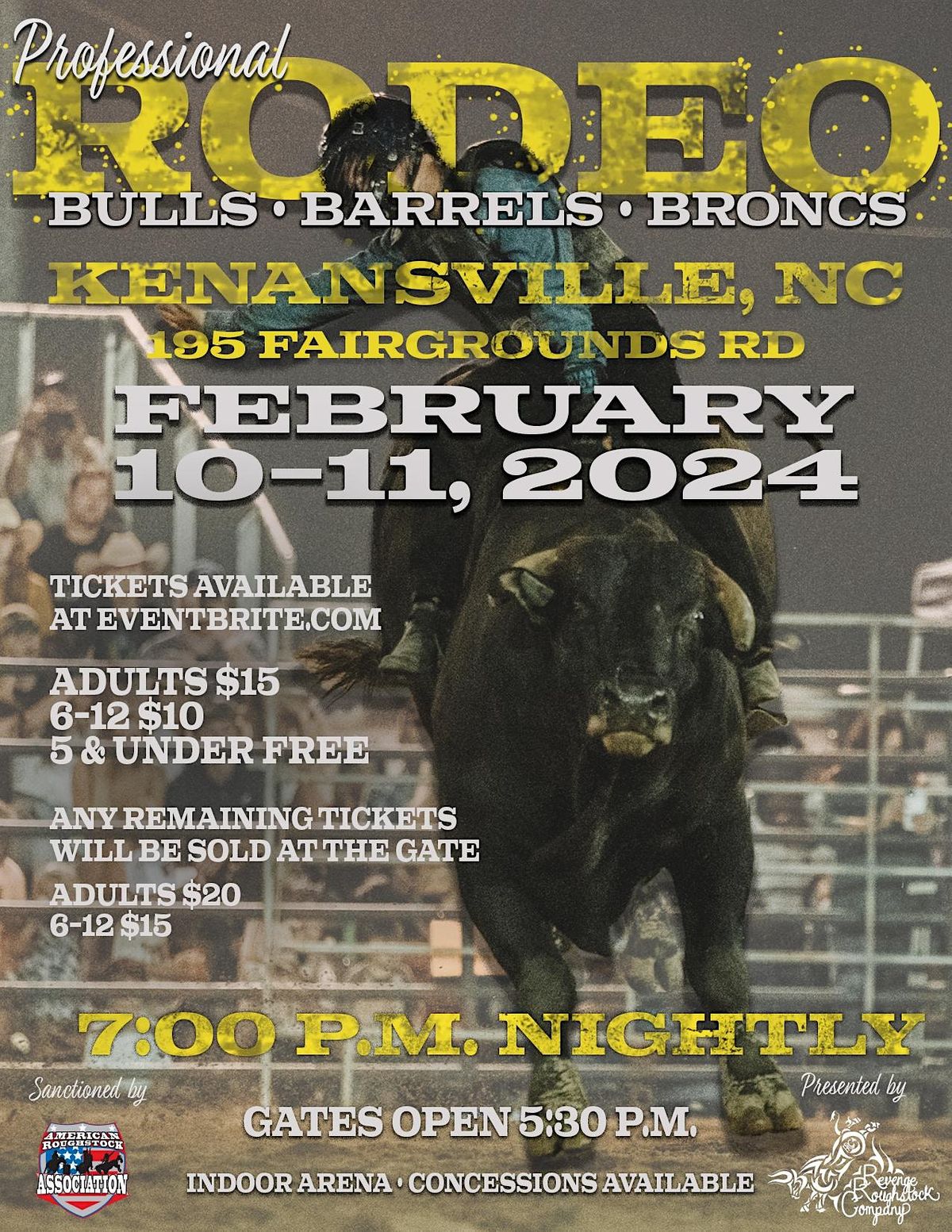 Kenansville NC Pro Rodeo Duplin County Events Center, Kenansville, NC February 9 to February 10