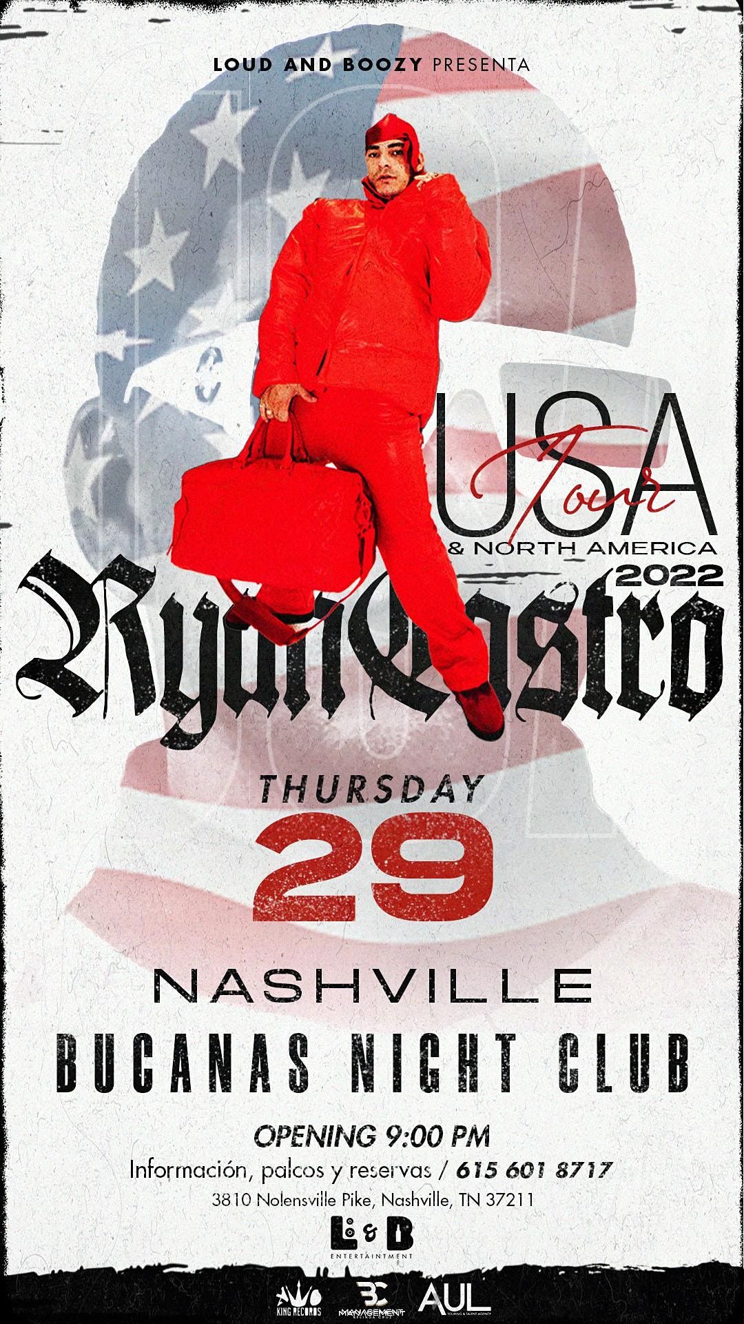 Ryan Castro USA Tour 2022 | Bucanas Night Club, Nashville, TN | September  29 to September 30