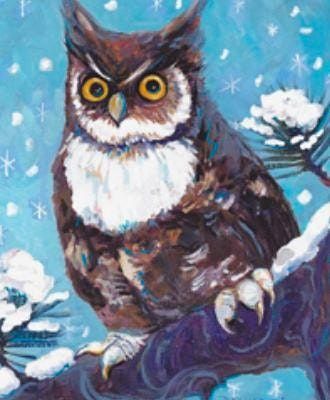 January  Kids Club Snow Owl Watercolor\/Oil Pastel