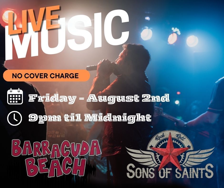 Sons of Saints Barracuda Beach Bash!! Aug 2nd. Barracuda Beach Bar