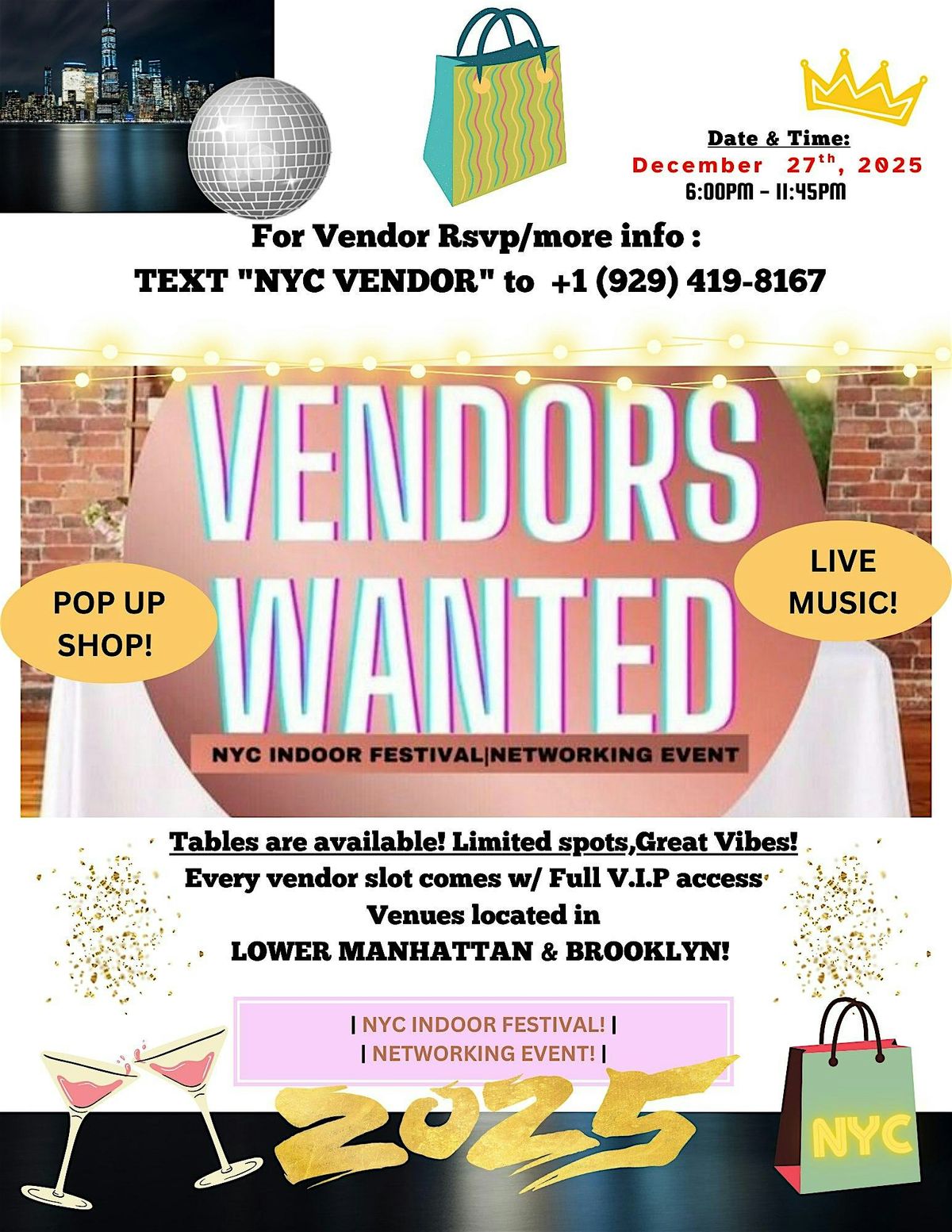 PROMOTE YOUR BRAND  IN NEW YORK CITY! VENDORS WANTED! VENDORS NEEDED!
