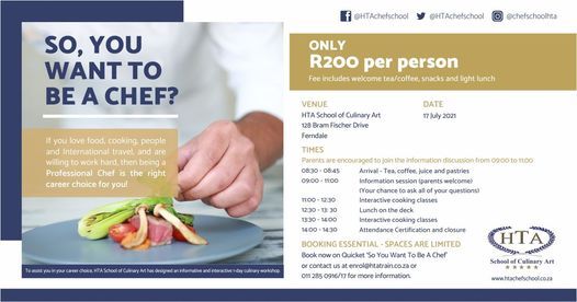 So You Want To Be A Chef Hta School Of Culinary Art Randburg Gt July 17 21